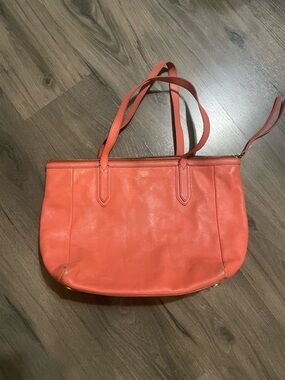 Fossil Coral Leather Shoulder/Tote Bag - Coral Pink Shoulder Tote
